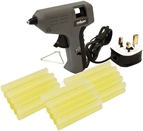 Scotvision® Rolson Glue Gun 240V + Glue Sticks 30pk Ideal for Hard Materials,Ceramic,Glass