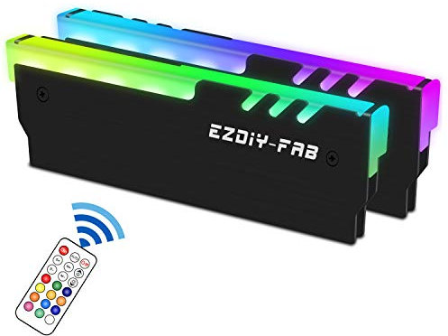 EZDIY-FAB ARGB DDR Speicher RAM Kühler mit Kontronller, RGB DDR Kühlkörper, 5V 3Pin ARGB Motherboard Sync -Schwarz-2 Pack