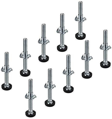 10 x Vis de Réglage M8 x 70 mm avec Écrou à Griffes Capacité de Charge : jusqu‘à 300 kg Vis d’Ajustage Écrou de Réglage