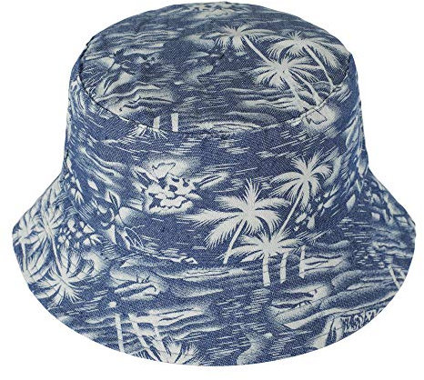 ZLYC Männer Frauen Sommer Fischerhüte Obst Hut, Blaue Palme., One Size