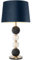 Casa Padrino Luxus Tischleuchte Antik Messing/Schwarz/Blau Ø 50 x H. 96 cm - Runde Wohnzimmerlampe mit Samt Lampenschirm