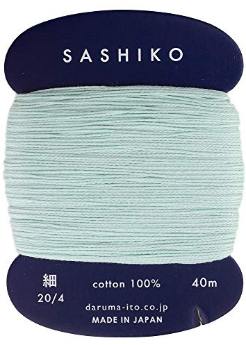 Sashiko Garn, dünnere Stärke, 40 m, Farbe 206 – Mint-Cremefarben – Japanisches Sticken & Quilten von Yokota