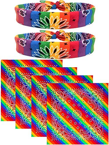 Aflyu Halstücher, Regenbogenfarben, 6 Stück - - 55 cm