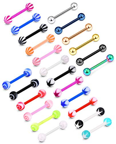 vcmart Acryl Zungenpiercing Set 16mm Plastik Flexibel Kunststoff Brustwarzenpiercing 14G