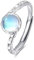 Ring Damen Mondstein 925 Sterling Silber Synthetischer Regenbogen Mondstein für Damen ring Offen Verstellbare Ringe für Mama Freundin (A-Mondstein)