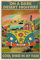 Wandschild mit Hippie-Mädchen auf einer dunklen Wüstenstraße, cooler Wind in meinem Haar, Vintage-Poster, Vintage-Stil, Wanddekoration, Metallschild