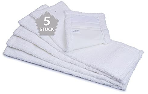 esnado Mikrofaser Wischmopp-Bezug 50 cm 5er Set | Für Universal- und Unterhaltsreinigung | Ersatzbezug für Mop Klapphalter | Bezug für Wischer ideal für Parkettboden, Laminat, Fliesen UVM.