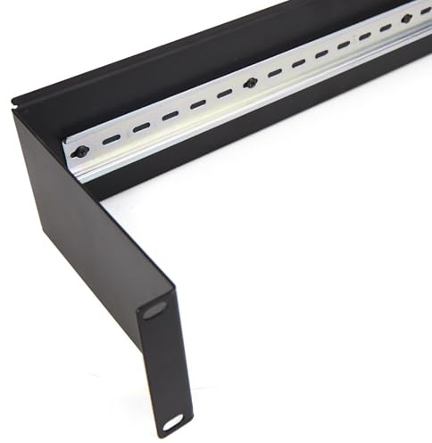 kenable DIN-Schienen-Montagebügel 2U für 19-Zoll-Rack Netzwerk-Datenschränke, 180mm Tief, Schwarz