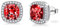 SNORSO Clous D'oreilles Argent Pour Femme Fille, Boucles d'oreilles Zircon Cubique Carré, Boucles d'oreilles Grenat Pierre de Naissance Janvier Rouge, Cadeau Anniversaire Mariage pour Femme Fille