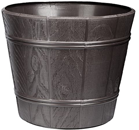 VERDENIA Blumentopf Leichter Blumenkübel Holzinspiriertes Design Dekorativer Topf für Pflanzen für Innen und Außenbereich Pflanztopf aus Kunststoff Runder Viele Farben und Größen 30cm 7210 Graphit