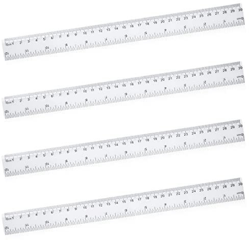 4 x Lineal, 30 cm, Kunststoff, transparent, bruchsicher