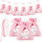 24Pz Sacchetti Battesimo Bambina Rosa Bomboniere Portaconfetti Elefante Regalo Addobbi Decorazioni Battesimo Nascita Compleanno Cresima Comunione Feste Bimba