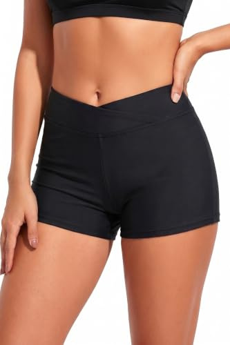 Yonique Womens Swim Shorts Bathing Suits Bottoms Swimsuit Bottoms(Available in Plus) Black M