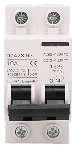 Leitungsschutzschalter 2P 10A 4KV Schnellauslösender Leckschutzschalter DC 12-400V AC 90-400V