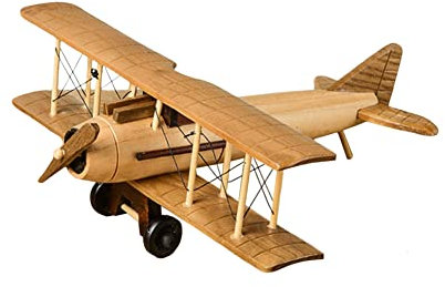LICHENGTAI Flugzeugmodell Vintage Flugzeug Mini Holz Doppeldecker Flugzeugmodell Spielzeug Vintage Schmiedeeisen Flugzeug Segelflugzeug Doppeldecker Modellbausatz zum Bauen für Home Decor Ornament