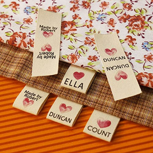 Stoffetiketten zum einnähen personalisiert, handgemacht etiketten zum annähen, etiketten stoff label nähen, handmade etiketten nähen (In der Hälfte gefaltet,15 x 50mm)