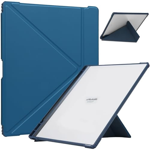 HGWALP Remarkable Schutzhülle mit Stifthalter, schlank, leicht, Buch-Folios mit integriertem Stifthalter und klarer, transparenter, stoßfester Rückseite, kompatibel mit Remarkable 2 Digital Paper,