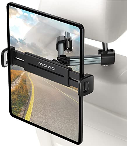 MoKo Tablet Headrest Holder, Adjustable Car Headrest Mount for Car Back Seat, Road Trip Essentials for Kids Adults, Compatible with 4-12.9 Devices Such as iPad Air/Pro/Mini, Galaxy Tab, iPhone, Grey