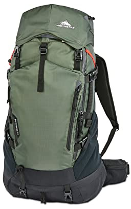 High Sierra Pathway 2.0 Backpack with Hydration Storage Sleeve, for Hiking, Biking, Camping, Traveling, Forest Green/Black, 60L