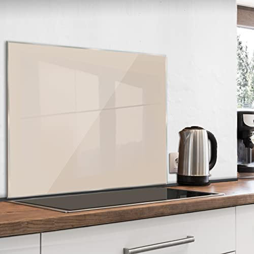 murando Spritzschutz Glas für Küche 80x60 cm Küchenrückwand Küchenspritzschutz Fliesenschutz Glasbild Dekoglas Küchenspiegel Glasrückwand beige f-A-10144-aq-b