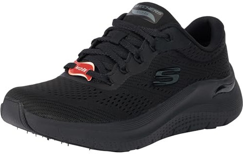 Skechers Arch Fit 2.0-Big League, Sneaker Basse Donna, Black Mesh/Gunmetal Trim, 37 EU