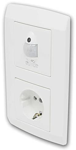 LOGIQ IR Bewegungsmelder mit Steckdose, max. 1000W, anthrazit, mit Rahmen, Erfassungswinkel bis 110°, Erfassungsbereich ca. 8m