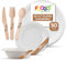 FOOGO Green 300pcs Disposable Sugarcane Fibre Strong Paper Plates, Bowls and Wooden Cutlery Set, FSC® Certified, 50x Large Round, 50x Small Plates, 50x Bowls, 50x Forks, 50x Knives, 50x Spoons