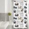 ASDCXZ Rideau de Douche Mince 90x180 cm, Chat de Dessin animé Mignon Enfants Blanc Lavables avec Oeillets Rideau Douche imperméable en Textile pour Baignoire avec 6 Crochets
