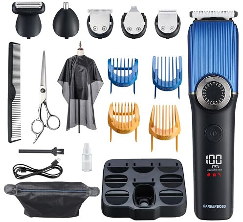 Barberboss Bartschneider Herren, Schnurlose Haarschneidemaschine Männer: Trimmer für Männer, Pflegesets, Wasserdicht, Nasenhaarschneider für Männer, QR-6088