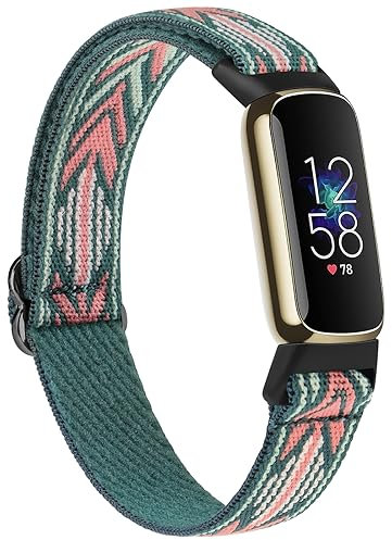 Vancle für Fitbit Luxe Armband Damen Herren,Nylon Verstellbares Weiches Sport Ersatzarmbänder für Fitbit Luxe(Grüner Pfeil)