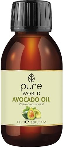Pure World Natural Avocado Oil 100ml 100% Pure and Natural Cold Pressed Premium Quality Avocado Oil Skin, Edible grade