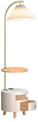 Rieort Luxe Lampadaire Table de Chevet lampadaire Station de Charge sans Fil Lampes sur Pied avec étagère de Rangement lampadaire décor à la Maison pôle Lampe grâce