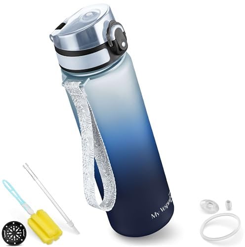 My Vesperbox Trinkflasche 750ml – Auslaufsicher & BPA-frei – für Kinder & Erwachsene – inkl. Ersatzdichtung, Reinigungsbürste, Fruchtsieb & optionalem Strohhalm