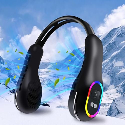 Ventilateur de cou - Chargement rapide - Rechargeable - USB - Portable - Avec lumière cool - 3 vitesses - Sans pales