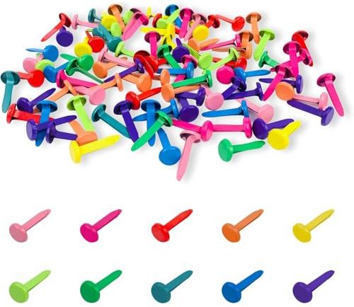 100 Stück Papierverschlüsse, Splinten, mehrfarbig, für Handwerk, Scrapbooking, Bürobedarf – vielseitig, bunt, langlebig
