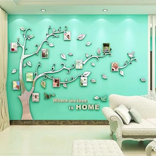 Purekay Wandtattoo Baum 3D DIY Foto Wandsticker Pflanzen Wandaufkleber Groß Kleben Aufkleber Wandbilder für Schlafzimmer Wohnzimmer Kinderzimmer Sofa Hintergrund Wanddeko (Linker Spiegel, S)
