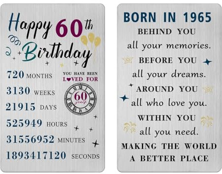 Tarjeta de cumpleaños número 60 para mujeres y hombres de 1964, regalos de cumpleaños de 60 años para mujeres y hombres