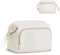 Große Kosmetiktasche Damen Make Up Tasche, Schminktasche mit Weiter Öffnung für Make-up und Reisen, Gesteppte Kulturtasche für Toilettenartikel, Beige (Patent Angemeldet)