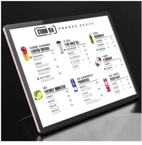XILYZMO Caisson Lumineux LED Panneau, LED Lumineux Supports Panneaux, Vide A4 Bureau Plug-in Présentoir, Cadre Aluminium Tirez pour Changer Les Images Affichage Publicité(Silver,43.5x60cm)