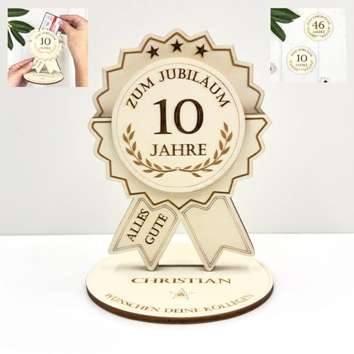 Personalisiertes Geschenk Zum Jubiläum aus Holz – Handgefertigte Deko-Plakette für Jubiläum, Geburtstag oder besonderen Anlass – Individuell mit Alterszahl und Wunschtext graviert