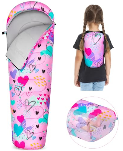 FIOBEE Kids Sleeping Bag 3 Season Camping Sleeping Bags for Girls Toddler