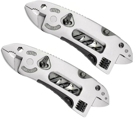 OSALADI 2 Stück Multifunktionszange Mit Verriegelung Drahtschneider Rohrzange Und Schraubenschlüssel Ergonomisch Kompakt Leicht Outdoor Camping Wandern Reisen