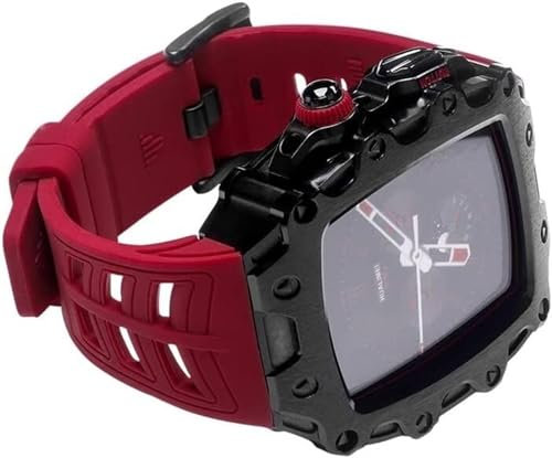 BUDAY Cassa in lega di zinco con kit di modifica del cinturino in silicone, per Apple Watch S8 7 44 mm 45 mm, cinturino robusto in acciaio inox con fibbia in gel di silice, per cinturino da polso
