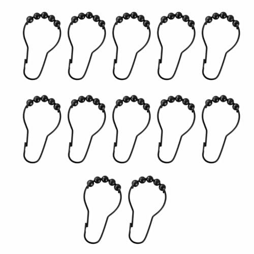 12 Pack Shower Curtain Hooks Rings,Stainless Steel Roller Balls Bath Curtain Rings,Rolling Hooks for Shower Home Decoration,Black