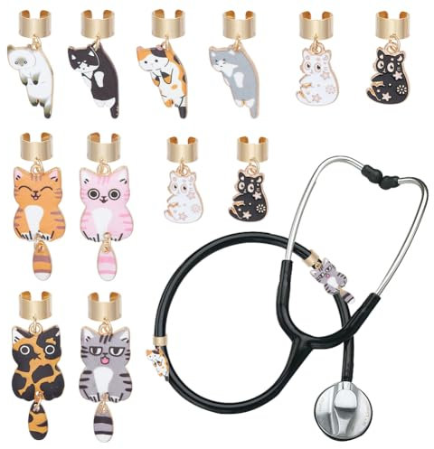 OLYCRAFT 12 Stück 12 Stile Katzen Stethoskop Anhänger 2~3.9cm Legierung Stethoskop Anhänger Stethoskop ID Namensschild Anhänger Stethoskop Anhänger Stethoskop Zubehör Für Arzt Krankenschwester