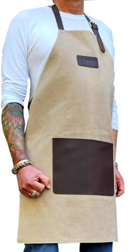 Laguiole en Aubrac Grillschürze, Garten- und Arbeitsschürze, Canvas sandfarben