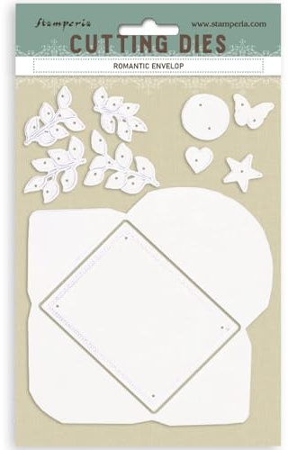Stamperia - Cutting Dies for Scrapbooking, Albums, Card Making, Bullet Journalling and More, Create Decorations with Natural Elements, Perfect for Crafts and Gifting (A5) (Timeless, Romantic Envelope)
