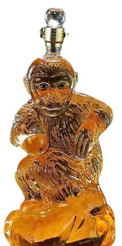 Botella de whisky de vidrio sin plomo hecha a mano con forma de mono de 1000 ml, recipiente decorativo para vino y tequila, decoración única de mesa festiva, regalo personalizado de animales