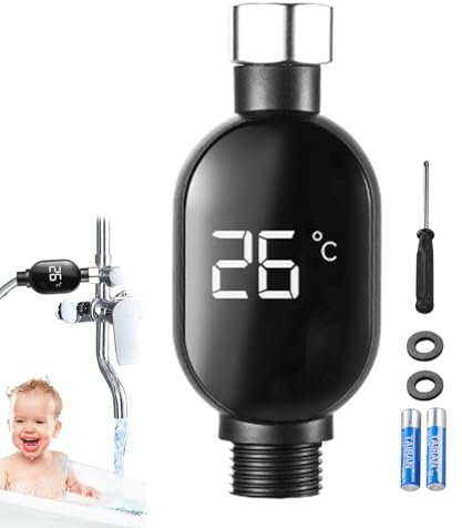 Termometro per l'acqua doccia - Termometro per l'acqua del bagno per bambini | Lettura istantanea della temperatura della doccia con display digitale a LED | Fissature da bagno impermeabili | Monitora
