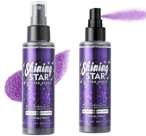 Purple Glitter Body Shimmer Spray 100ml – Sweat-Resistant Quick-Dry Sparkle Mist for Hair, Nails, Face, Skin & Clothes – Lightweight Festival, Wedding, Party & Stage Makeup Spray（1 PCS）
